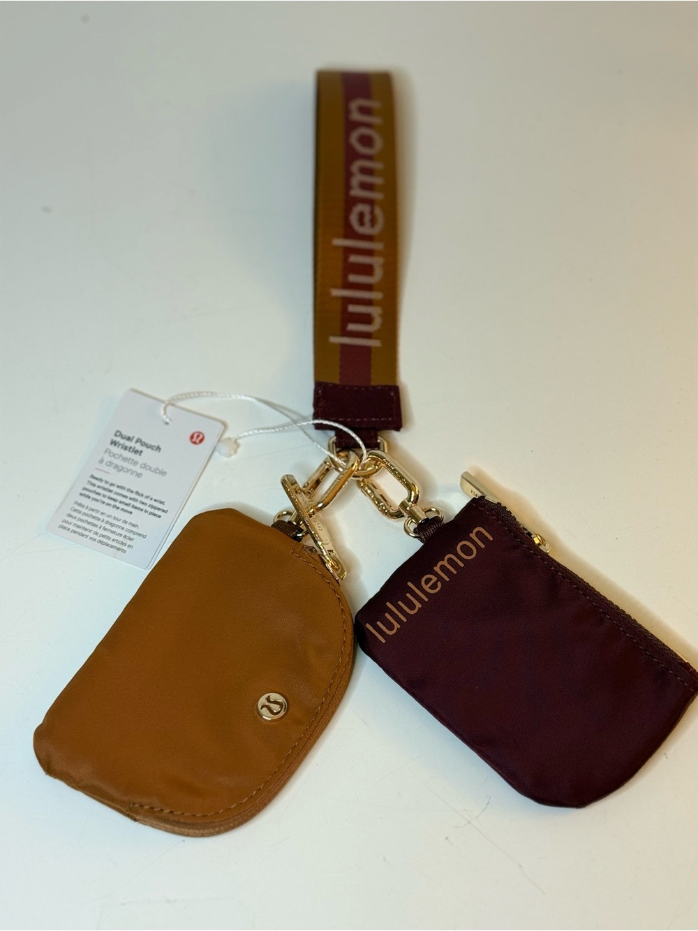 lululemon Dual Pouch Wristlet in Cognac Brown & Burgundy - Picture 4 of 7
